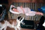 Saint Bernard, Sleeping Lady, Pajama, Funny, Pillow, Sofa, nightwear, 1960s, ADSV02P06_11