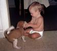 Baby with Puppy, cute, wagging tail, cloth diaper, ADSV04P08_02