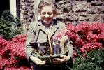 Kittens in a basket, Easter, Smiling Woman, Cute, 1940s, AFCV03P14_04