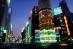 Buildings, shops, highrise, night, nighttime, twilight, dusk, Ginza District, Tokyo, dawn, glitz, CAJV01P15_19.0628
