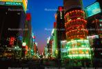 Buildings, shops, highrise, night, nighttime, twilight, dusk, Ginza District, Tokyo, CAJV02P01_01.0628