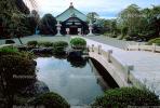 arch bridge, pond, garden, Buddhist Shrine, building, Gotemba, CAJV02P11_19.0629