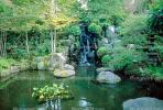 Waterfall, pond, stone, rocks, garden, Buddhist Shrine, Gotemba, CAJV02P12_02.0629