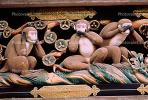 The Legend of the Three Monkeys, wood carving, iconic, landmark, Nikko, CAJV03P03_12B