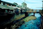 river, bridge, buildings, homes, Sasebo Saga, 1950s, CAJV03P11_03.0635