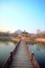 Gyeongbok Palace Pagoda, FootBridge, building, Lake, reflection, trees, river, water, Sacred Place, CAKV01P02_16.0895
