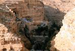 St George's Monastery, Wadi Qelt, sixth-century cliff-hanging complex, cliff hanging, Greek Orthodox church, valley, west of Jericho, CAZV01P15_14.0633