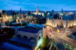 Peace Tower of the Parliament of Canada, Twilight, Dusk, Dawn, cityscape, government buildings, CCOV02P09_04.0640