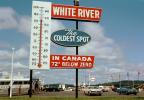 White River Thermometer, Greyhound Bus, Cars, Gas Station, 1960s, CCOV02P12_17