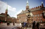 Statue, Water Fountain, aquatics, Town Hall Square, Copenhagen, Borsen, Tower of the former Stock Exchange, CEDV01P06_06