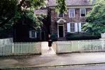 Curb, England, Woman, Home, Picket Fence, Sidewalk, House, Wndows, CEEV05P12_14