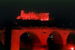 Nighttime, Karl Theodor Bridge, Alte Br?cke, Neckar River, Heidelberg Castle, Schloss, mountains, CEGV08P03_14