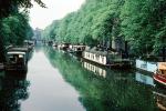 Houseboats, Floating Homes, Trees, Canal, Waterway, Reflection, Amsterdam, CENV01P14_14