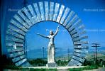 Female Steel Monument, sculpture, memorial, outstretched arms, woman, dress, Round, Circular, Circle, CGAV01P01_03