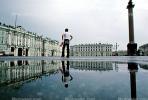 Water Puddle, reflection, Alexander Column, Palace Square, The Winter Palace, (Hermitage), CGKV01P02_03