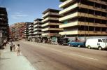 Tenement Housing, Sidewalk, Cars, Van, Apartment Building, 1973, 1970s, CHHV01P02_05