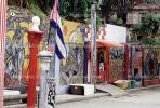 Wall Art, Colorful Buildings, Flag, Old Havana, Buildings, Curb, Sidewalk, CICV01P08_07B