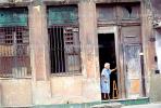 Woman, Cane, Doors, Windows, Doorway, entrance, Old Havana, Buildings, Sidewalk, CICV01P08_09
