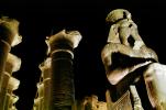 nighttime, Sitting Ramesses II Colossus inside Luxor Temple, CJEV01P11_17