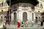 ornate building, doorway, railing, sidewalk, women, men, opulant, CJEV01P15_06