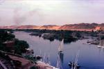 Nile River, Dhow Sailing Craft, Nile River, Lateen sail, vessel, buildings, CJEV03P10_10