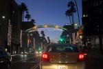 Arch, car, street, night, evening, Rodeo Drive, Cars, automobile, vehicles, nighttime, dusk, Beverly Hills, CLAD01_218