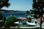 Docks, Sailboats, Homes, Lakeshore, Lake, water, buildings, Mission Viejo, CLAV06P10_04
