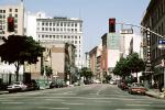 Downtwon Streets, stop lights, 8th street, cars, buildings, 1980s, CLAV07P08_04