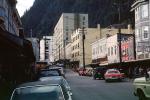 Alaskan Hotel, cars, shops, Street, vehicles, automobiles, Juneu, 1960s, CNAV01P03_12