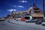 Timberline Lodge, Ski Area, Parked Cars, building, Summer, Mount Hood, 1960s, CNOV02P14_14