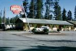 Lazy-G Motel, Station Wagon, Log Cabins, West Yellowstone, Montana, AAA, August 1965, 1960s, CNWV01P05_04