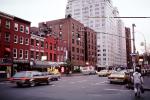 Taxi cab, cars, street, traffic light, buildings, Manhattan, Automobile, Vehicle, signal light, CNYV01P10_13
