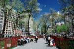 Union Square Park, buildings, statue, spring, springtime, trees, Manhattan, CNYV01P14_07