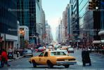 Yellow Taxi, Cab, skyscraper, building, Manhattan, Cars, automobile, vehicles, 25 November 1989, CNYV03P03_09.1735