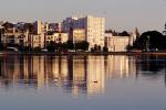 Water Reflections, buildings, apartments, hill, sunset, Lake Merritt, Tidal Lagoon, Oakland, CSBV05P08_17