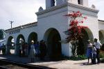 San Juan Capistrano Railroad Depot, arches, building, Bougainvillea, 1964, 1960s, CSCV04P10_08