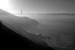 Early Morning, sunrise, Golden Gate Bridge, hazey fog, CSFV01P06_10BW