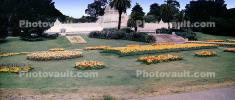 flowers, garden, lawn, trees, Conservatory Of Flowers, Panorama, early 1950s, 1950s, CSFV22P01_08B