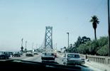 Two way Traffic, cars, automobile, vehicle, San Francisco Oakland Bay Bridge, August 1962, 1960s, CSFV22P04_02