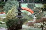 Taiko Arch Bridge, Pagoda, Stone Lantern, pond, reflection, garden, 1965, 1960s, CSFV26P09_14