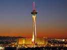 the Stratosphere, Twilight, Dusk, Dawn, Night, Neon Lights, Exterior, Outdoors, Outside, Nighttime, Sunset, CSND01_055