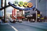 Reno, Arch, Mod style, Sign, Taxi Cab, cars, Downtown, 1985, 1980s, CSNV06P05_13