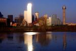 Trinity River, Dallas Skyline, buildings, Water Reflection, 23 March 1993, CTXV01P13_02