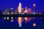 Dallas, Twilight, Dusk, Dawn, Dallas Skyline, buildings, reflection, 23 March 1993, CTXV01P13_16