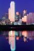 Twilight, Dusk, Dallas Skyline, buildings, Trinity River, 23 March 1993, CTXV01P13_19
