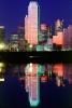 Dallas, Twilight, Dusk, Dawn, Bank of America Plaza, Downtown buildings, skyscraper, Dallas Skyline, buildings, reflection, 23 March 1993, CTXV01P14_03