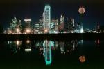 Dallas Skyline at Nighttime, buildings, reflection, 23 March 1993, CTXV01P14_11
