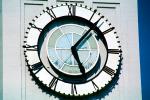 The Clock Stops at the moment of the Earthquake, Loma Prieta Earthquake, (1989), 1980s, outdoor clock, outside, exterior, building, roman numerals, DAEV01P09_01