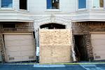 Garage Doors Bent, Tilted, Marina district, Loma Prieta Earthquake, (1989), 1980s, DAEV01P10_05