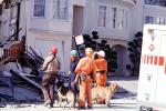 Rescuers, Dogs, German Shepard, Marina district, Loma Prieta Earthquake (1989), 1980s, DAEV01P14_11